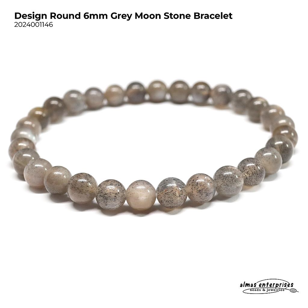 Design Round Grey Moon Stone Bracelet