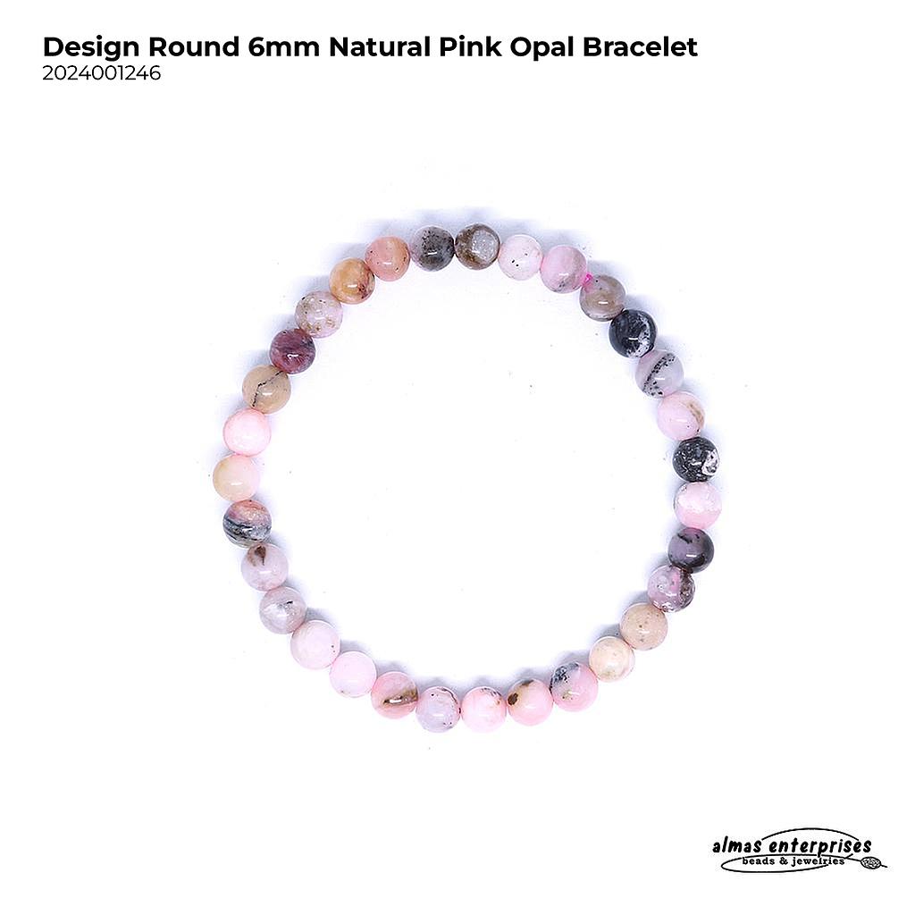 Design Round Nat.Pink Opal Bracelet