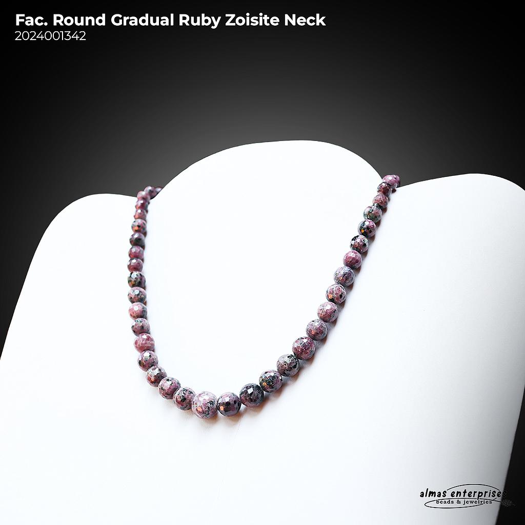 Faceted Round Gradual Ruby Zoisite Necklace