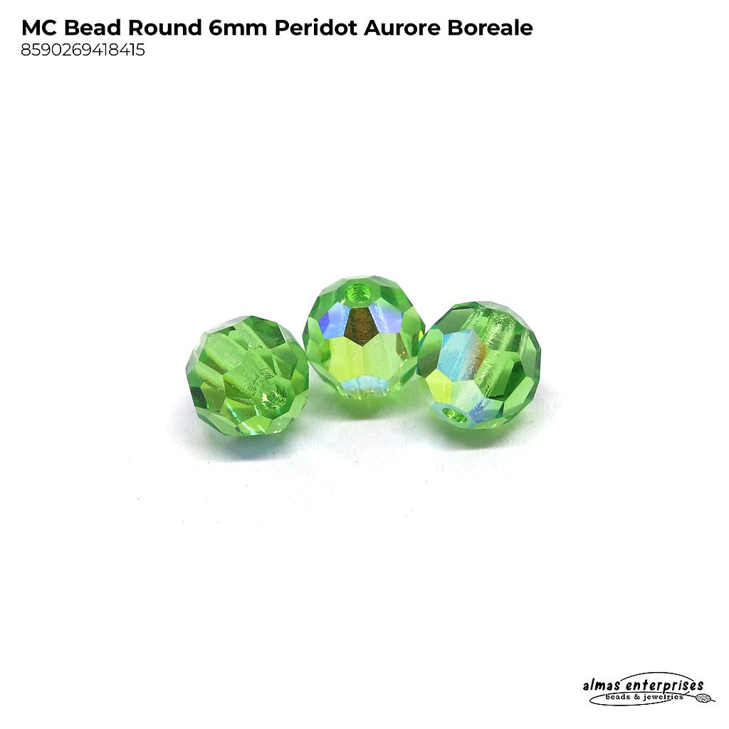 MC Bead Round 6mm Peridot AB