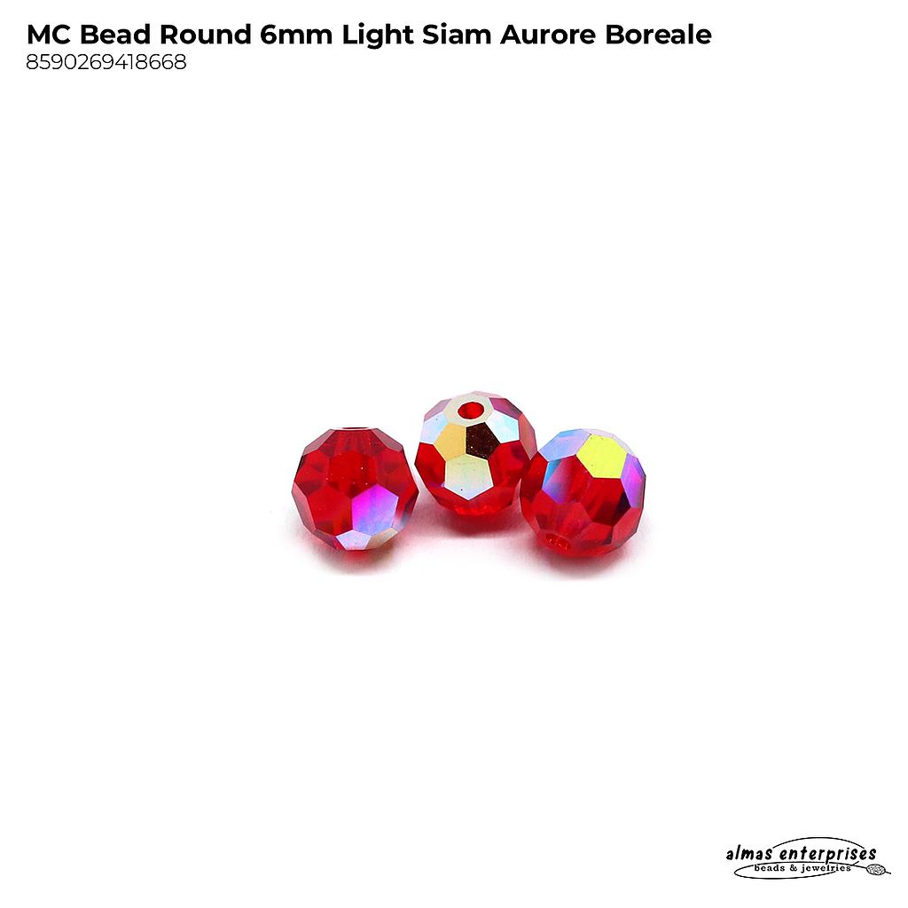 MC Bead Round 6mm Light Siam AB