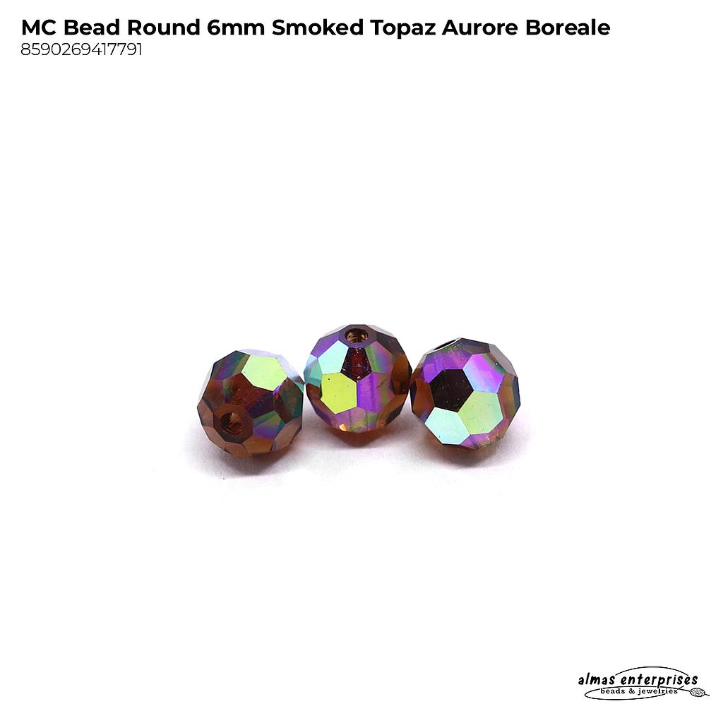 MC Bead Round 6mm Smoked Topaz AB