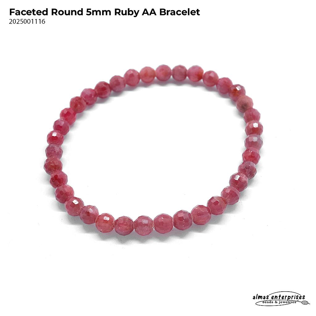 Faceted Round Ruby AA Bracelet