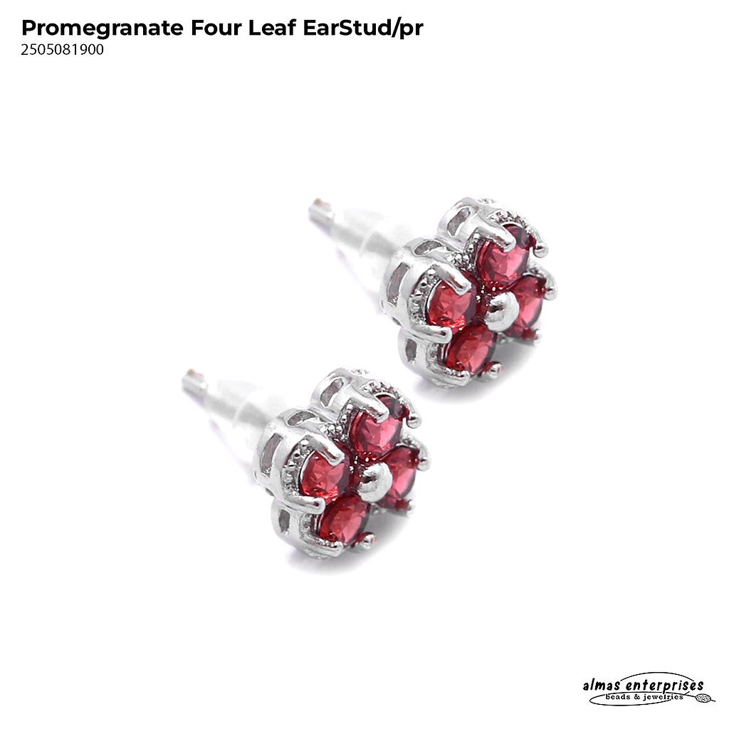 Promegranate four leaf EarStud