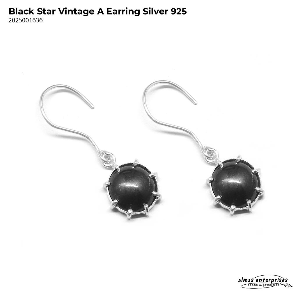 Black Star Vintage Earring Silver 925
