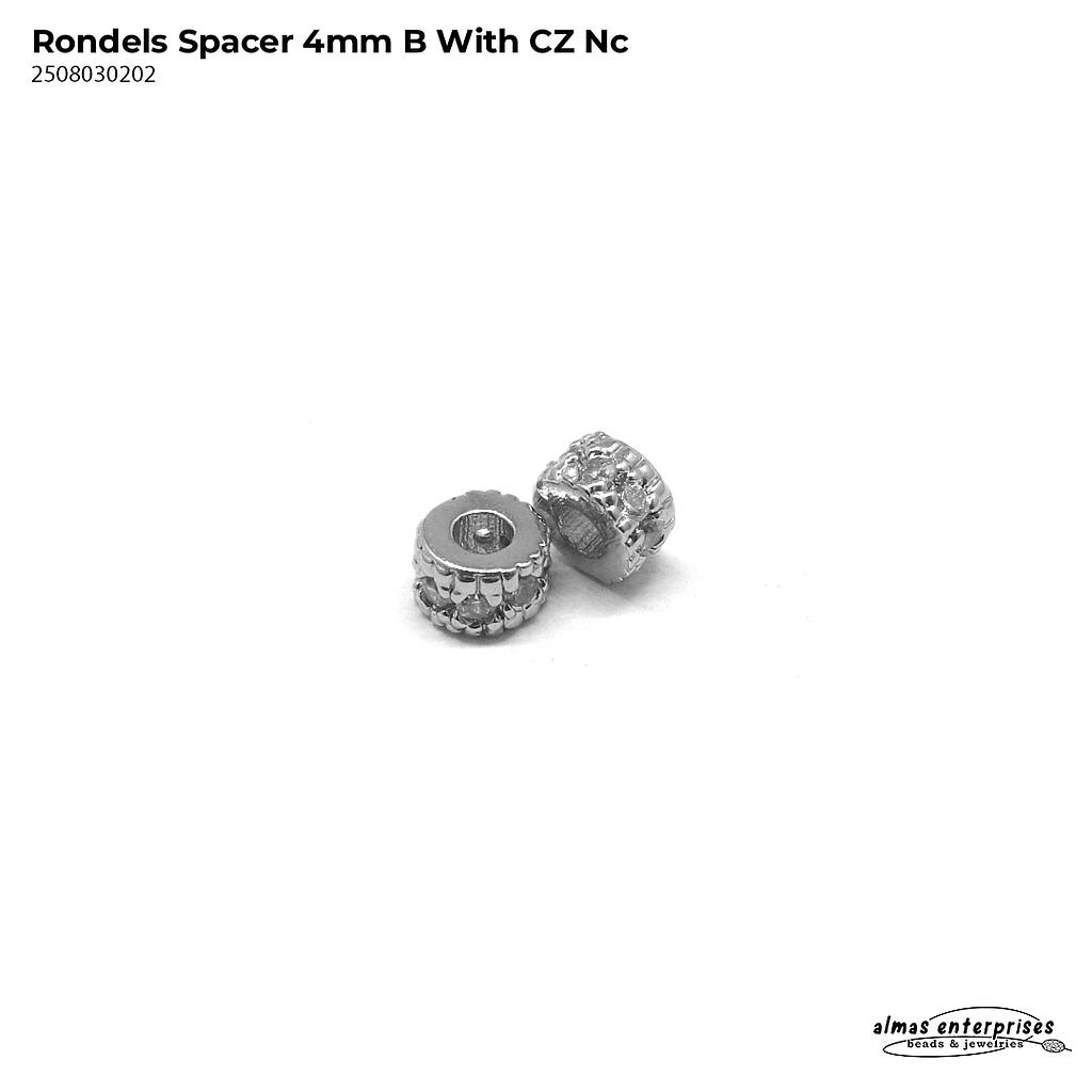 4mm Rondels Spacer with CZ (B)/2pcs