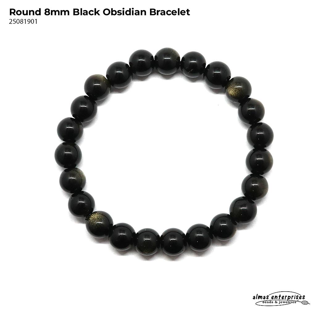 Design Round Black Obsidian Bracelet