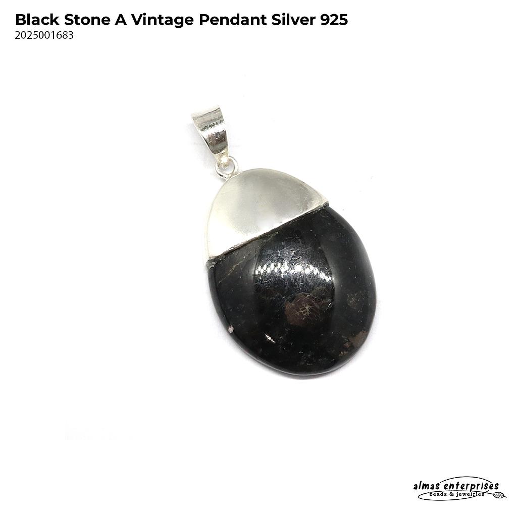 Black Stone Vintage Pendant Silver 925