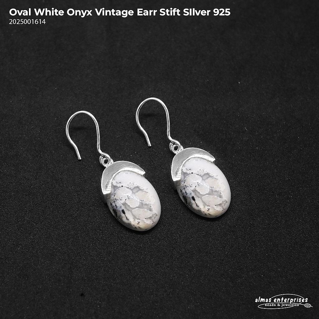 White Onyx Vintage Earring Silver 925