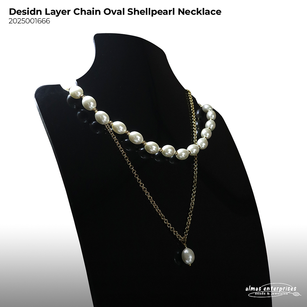 Design Layer Chain Oval Shellpearl Necklace