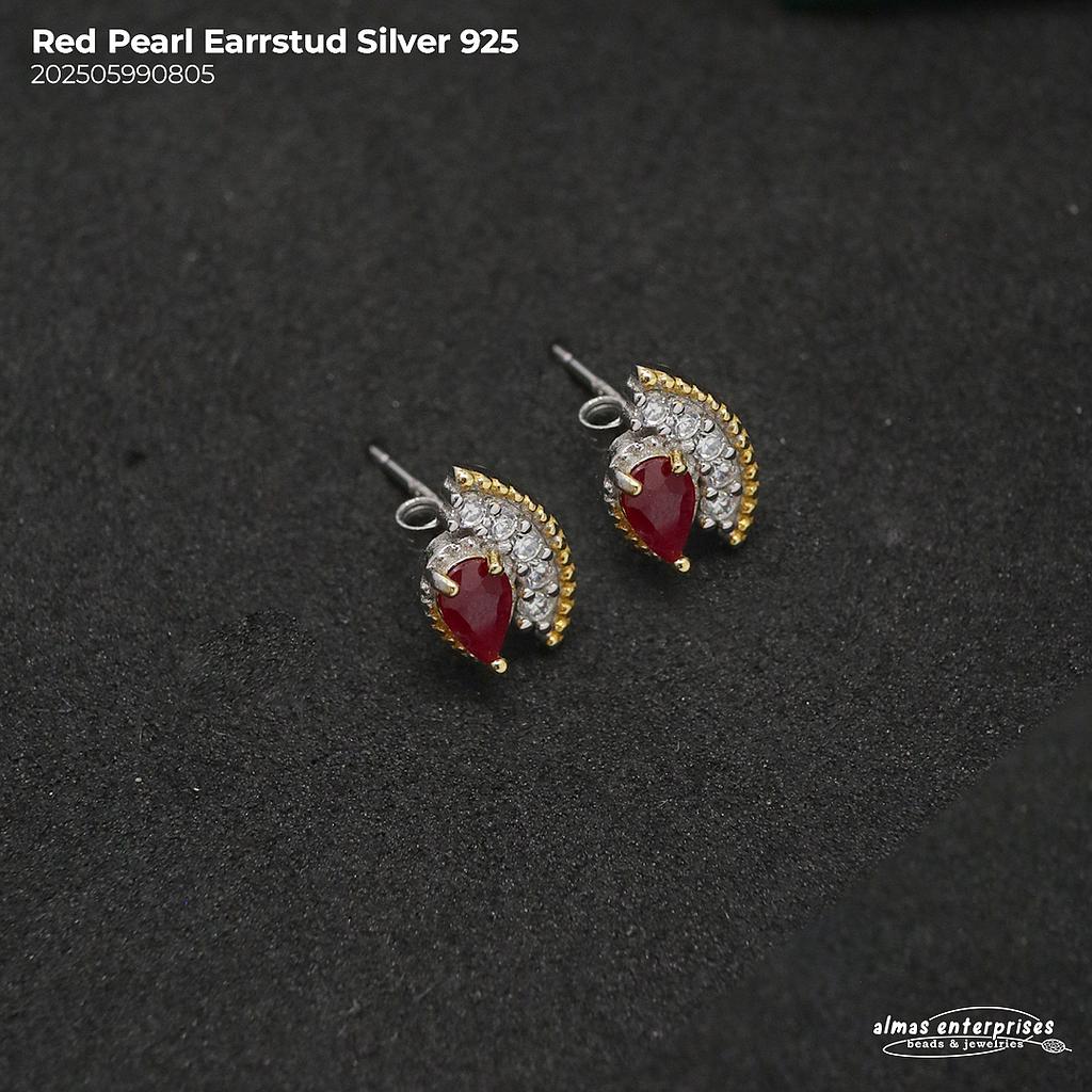 Red Pearl EarStud Silver 925