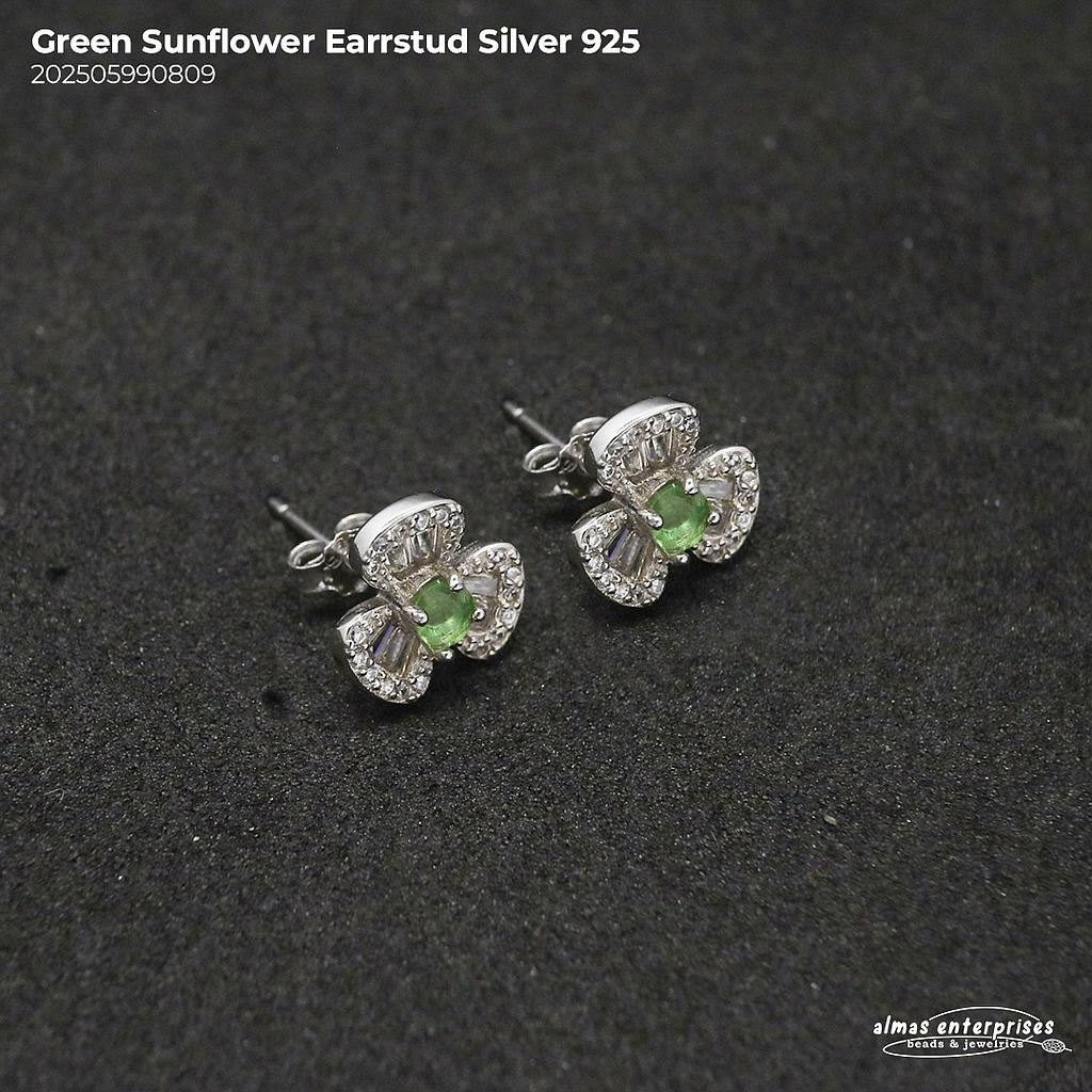 Green Sunflower EarrStud Silver 925