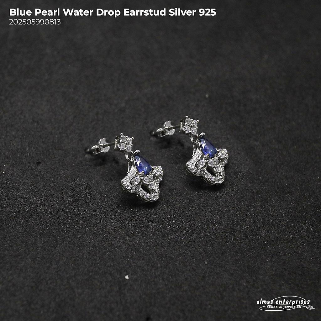 Blue Pearl Water Drop EarrStud Silver 925