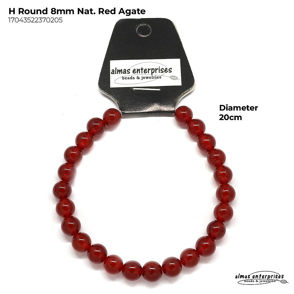H. Round Natural Red Agate