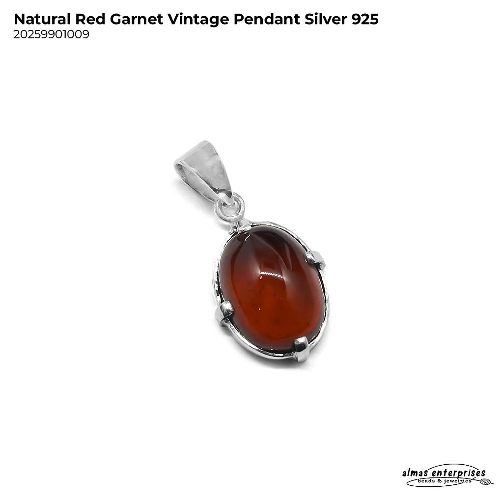 Natural Red Garnet Vintage Pendant Silver 925