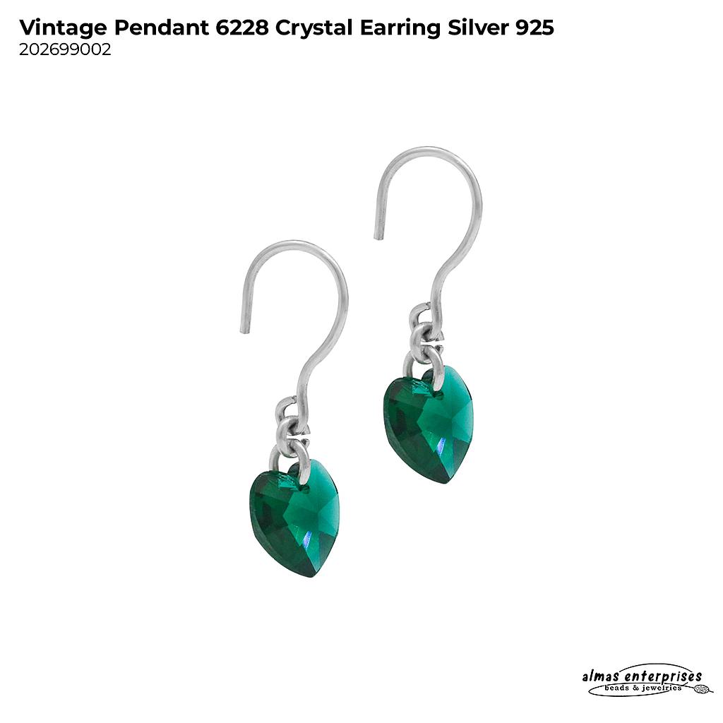 Vintage Pendant Crystal Earring Silver 925