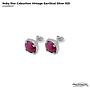 Ruby Star Cabuchon Vintage EarrStud Silver 925